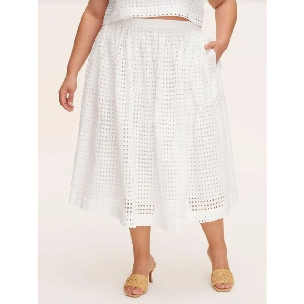 Kate Spade White Eyelet Midi Skirt Size XXL